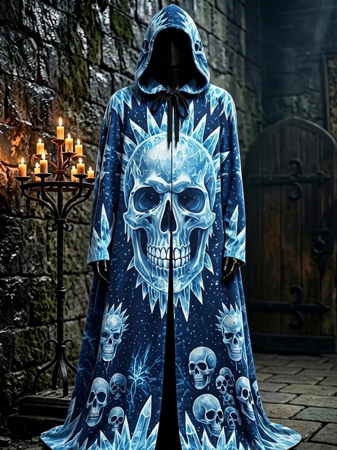 Halloween Gothic Punk Art Print Casual Long Sleeve Cape